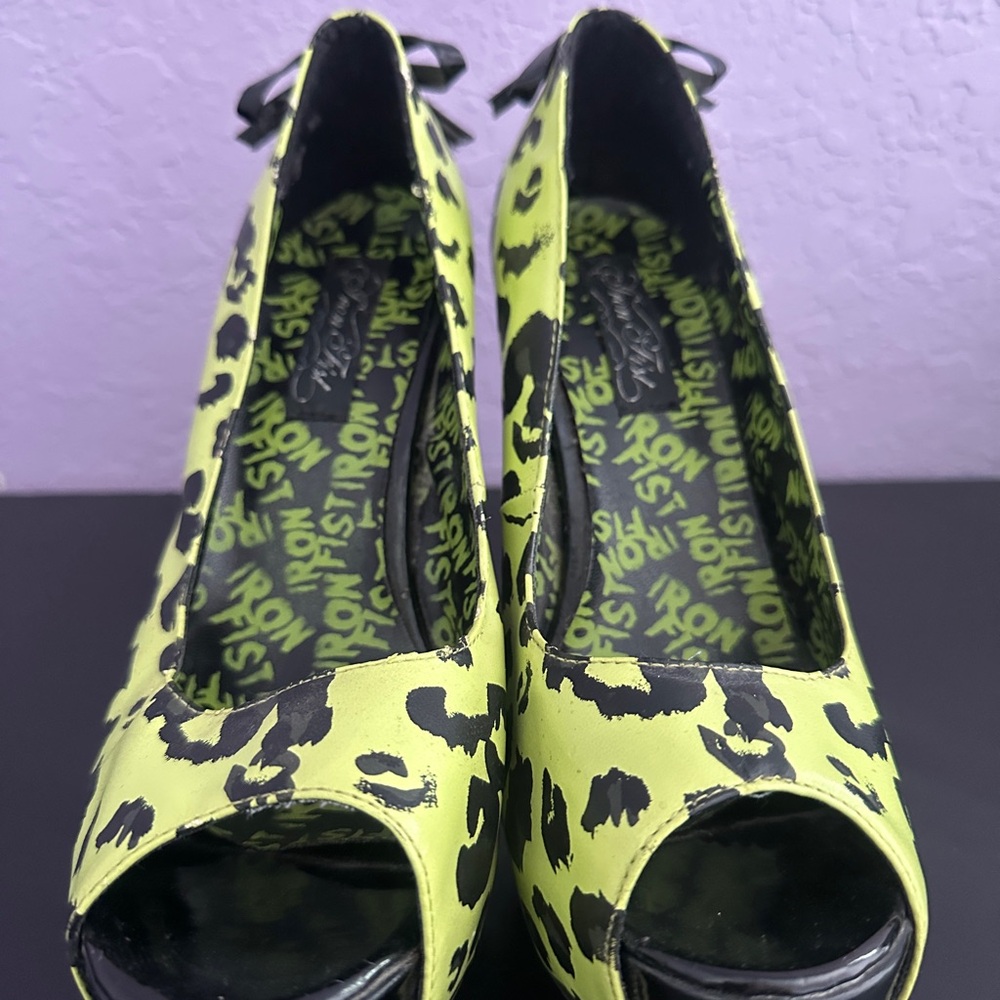 Iron Fist Women's Peep Toe Heels - Black and Yellow